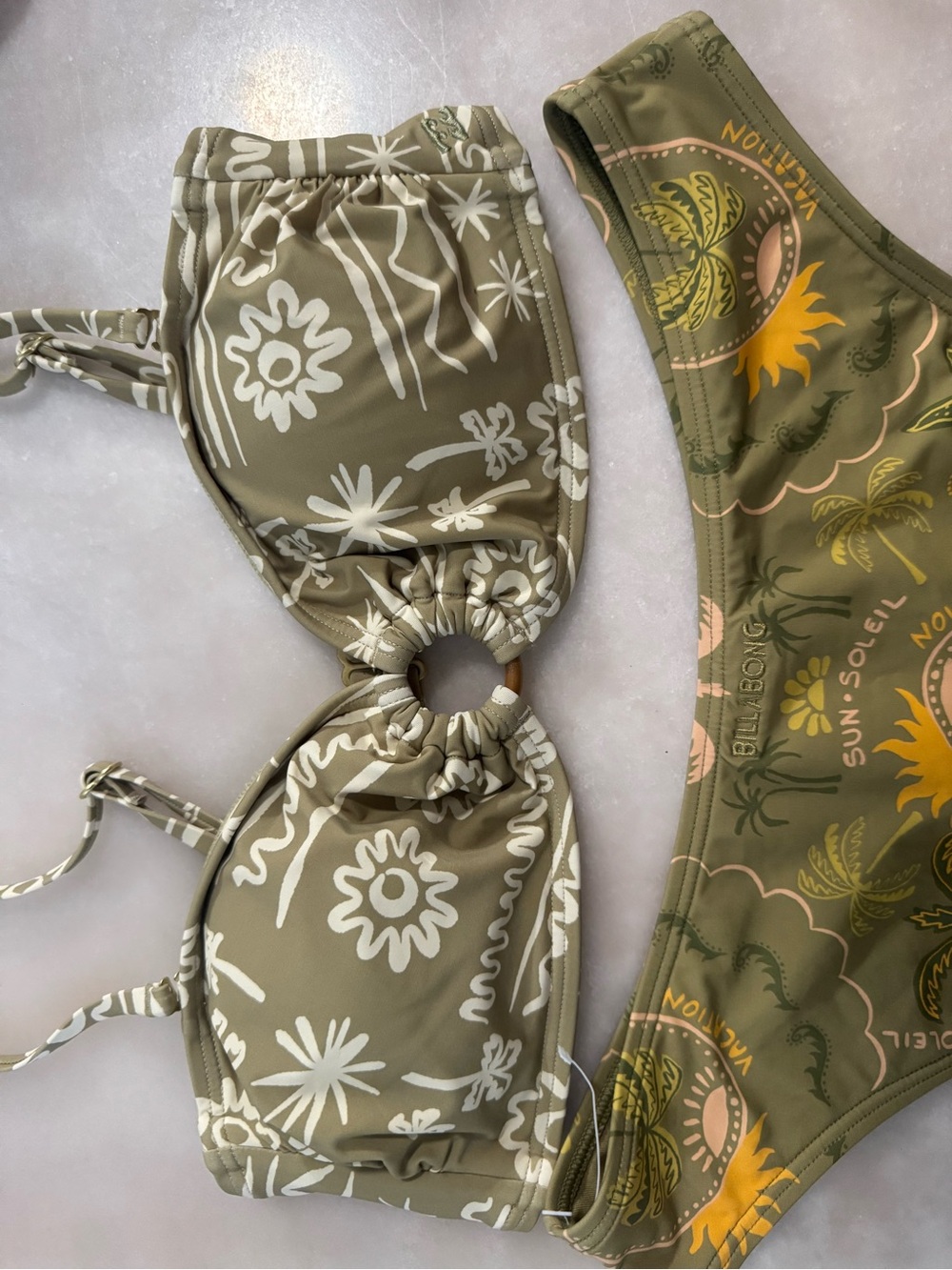 Billabong Olive Green Tropical Print Bikini Set - Picture 6 of 6
